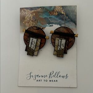 Brown Mixed-Media Drop Earrings